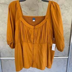 New Old Navy mustard peplum blouse. Size: XL